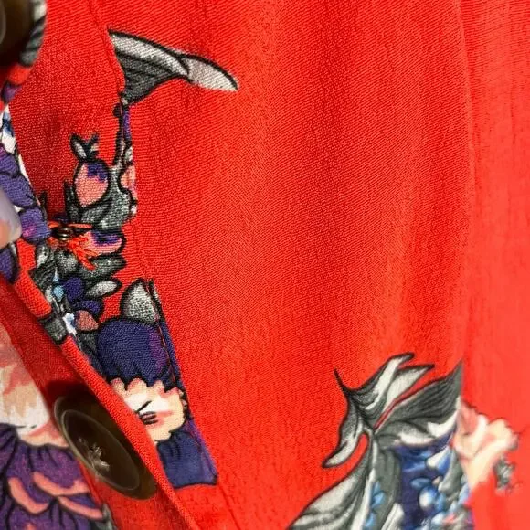 Maeve By Anthropologie Women's Caldwell Button Down Dress Size 0 Red Floral - Picture 12 of 12